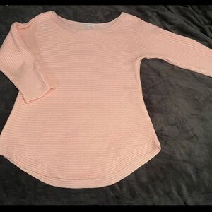 New York And Co Women's Pink Boat Neck 3/4 Sleeve Sweater Size Small